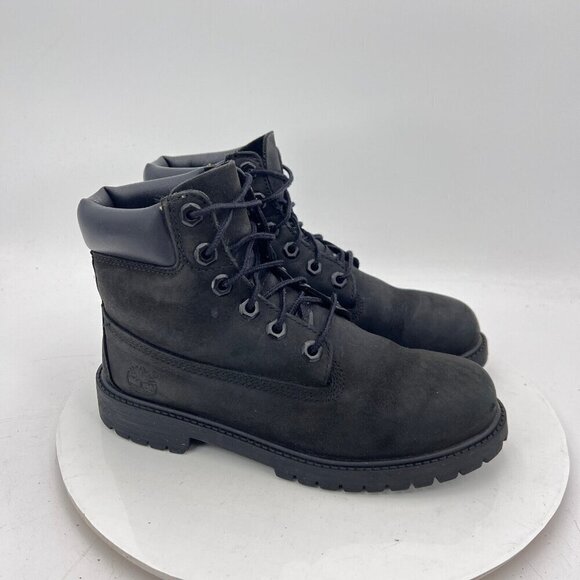 Timberland 6 Inch Kids Size 4 Women 5 12907 Black Nubuck Ankle Premium Boot - Picture 4 of 11